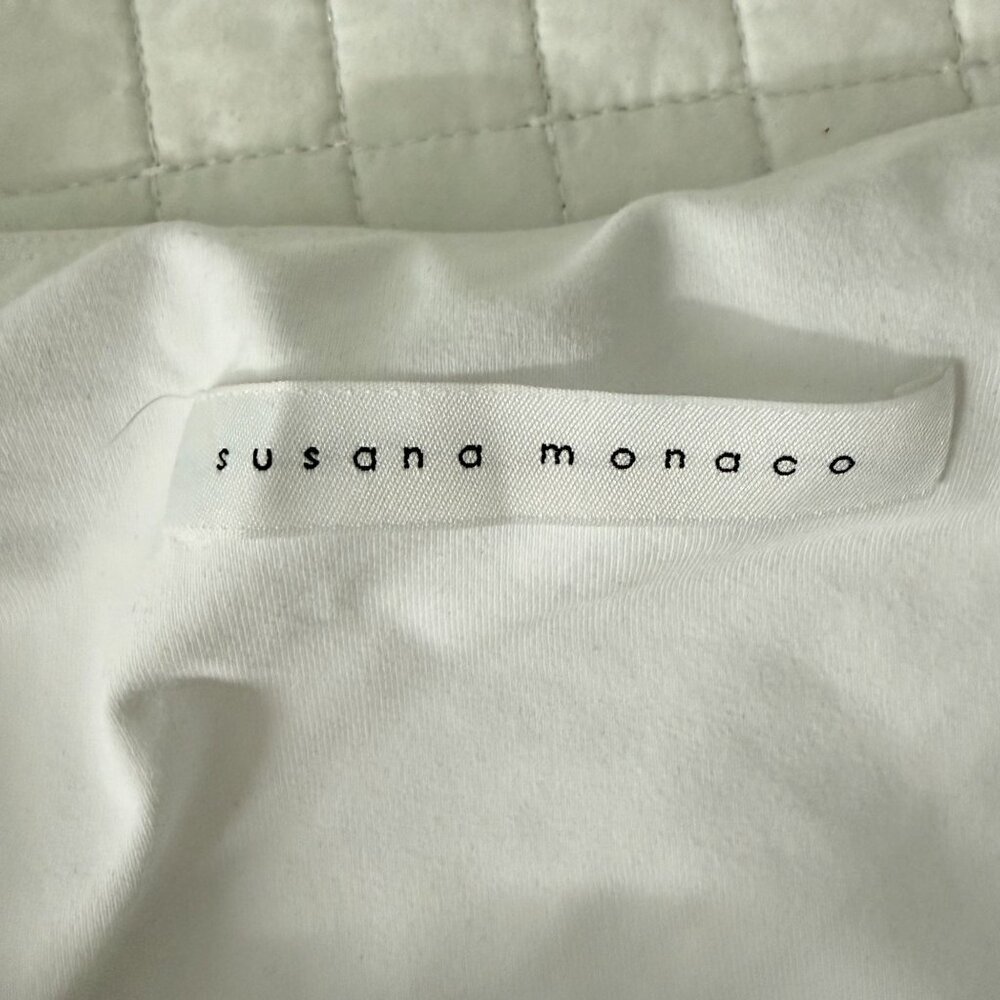 Susana Monaco White Fit & Flare Dress With Bow-Tie Shoulders Size Small - Picture 4 of 5